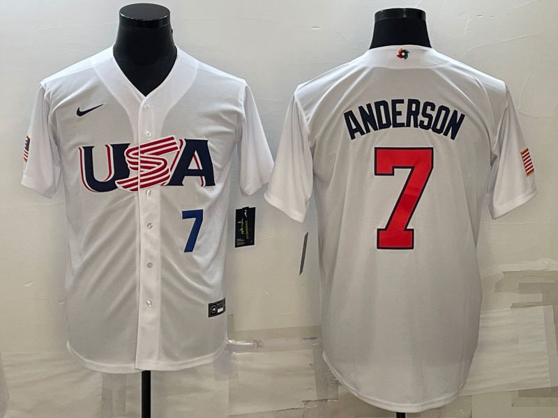 Men 2023 World Cub USA #7 Anderson White Nike MLB Jersey